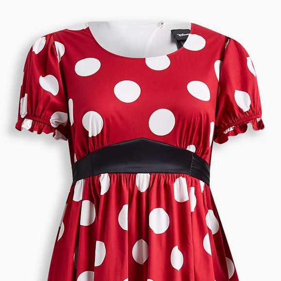 ❤️NWT TORRID PREMIUM ♡ MINNIE MOUSE PUFF SLEEVE  COSTUME DRESS DISNEY - Picture 5 of 8